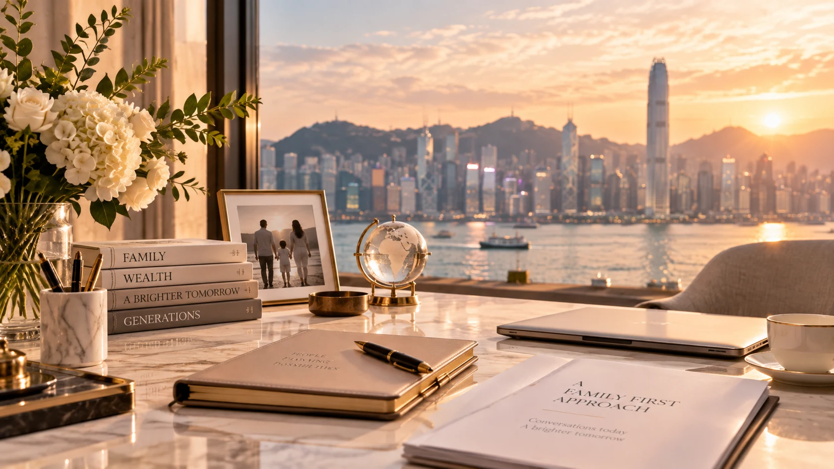 Family-first planning workspace overlooking Victoria Harbour